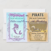 INVITATION D'ANNIVERSAIRE DE SIRÈNE OU DE PIRATE - (Devant)