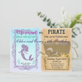 INVITATION D'ANNIVERSAIRE DE SIRÈNE OU DE PIRATE - (Debout devant)