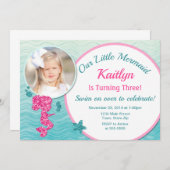 Invitation d'anniversaire de sirène Parties scinti (Devant / Derrière)