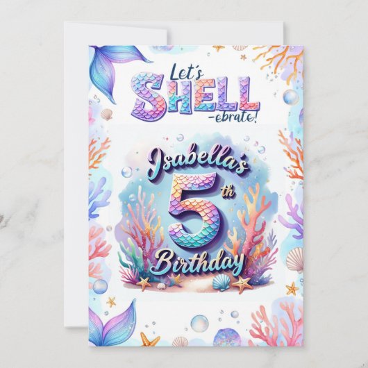 Invitation d'anniversaire de sirène personnalisée  (Devant)