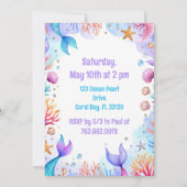 Invitation d'anniversaire de sirène personnalisée  (Dos)