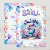 Invitation d'anniversaire de sirène personnalisée  (Devant / Derrière)