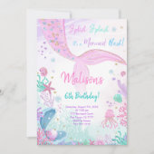 Invitation d'anniversaire de sirène pour enfants d (Devant)