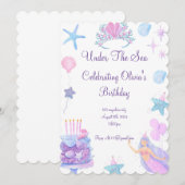 Invitation D'Anniversaire De Sirène Pour Filles An (Devant / Derrière)