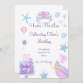 Invitation D'Anniversaire De Sirène Pour Filles An (Devant / Derrière)