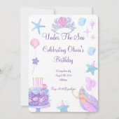 Invitation d'anniversaire de sirène pour l'anniver (Devant)