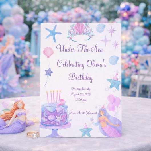 Invitation d'anniversaire de sirène pour l'anniver