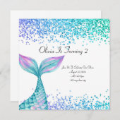 Invitation d'anniversaire de sirène pour les fille (Devant / Derrière)