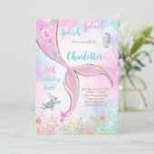 Invitation d'anniversaire de sirène rose (Debout devant)