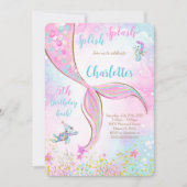 Invitation d'anniversaire de sirène rose (Devant)