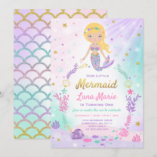 Invitation D'Anniversaire De Sirène Sous La Fête D