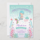 Invitation D'Anniversaire De Sirène Sous La Fête D (Devant)