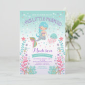 Invitation D'Anniversaire De Sirène Sous La Fête D (Debout devant)