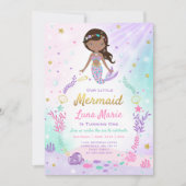 Invitation D'Anniversaire De Sirène Sous La Fête D (Devant)