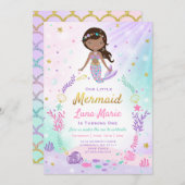 Invitation D'Anniversaire De Sirène Sous La Fête D (Devant / Derrière)