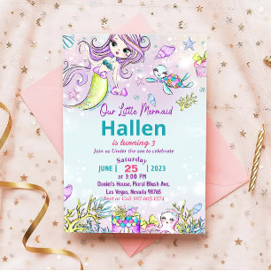 Invitation D'Anniversaire De Sirène Sous La Fête D