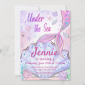 Invitation D'Anniversaire De Sirène Sous La Fête D (Devant)