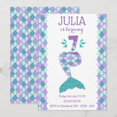 Invitation D'Anniversaire De Sirène Sous La Fête D (Devant / Derrière)