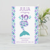 Invitation D'Anniversaire De Sirène Sous La Fête D (Debout devant)