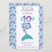 Invitation D'Anniversaire De Sirène Sous La Fête D (Devant / Derrière)