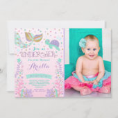 Invitation D'Anniversaire De Sirène Sous La Fête D (Devant)