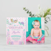 Invitation D'Anniversaire De Sirène Sous La Fête D (Debout devant)