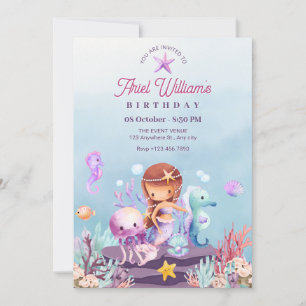 Invitation d'anniversaire de sirène sous la mer