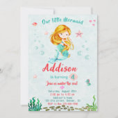 Invitation d'anniversaire de sirène Sous la mer (Devant)