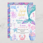 Invitation d'anniversaire de sirène sous la mer (Devant / Derrière)