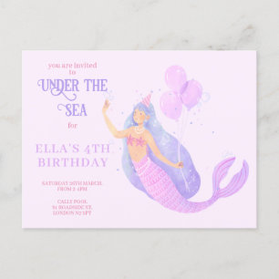 Invitation d'anniversaire de sirène sous la mer