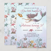 Invitation d'anniversaire de sirène sous la mer (Devant / Derrière)