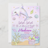 Invitation D'Anniversaire De Sirène Sous La Mer (Devant)