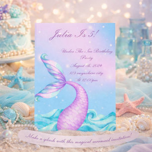 INVITATION D'ANNIVERSAIRE DE SIRÈNE SOUS LA MER