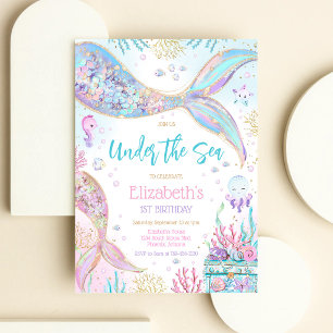 Invitation d'anniversaire de sirène sous la mer