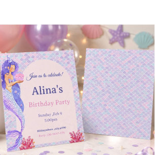 Invitation d'anniversaire de sirène sous la mer