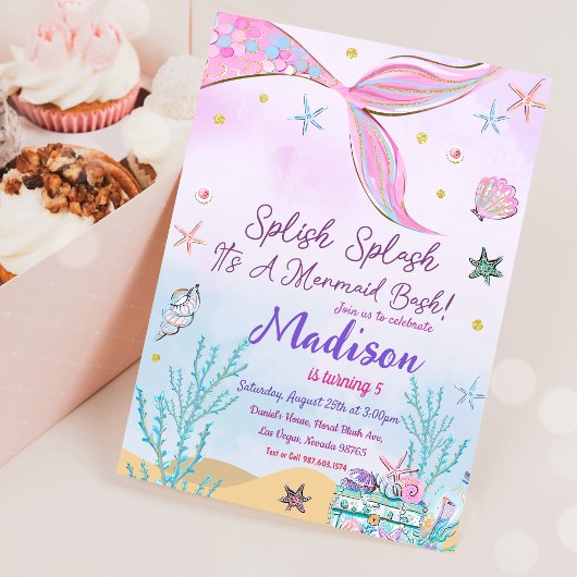 Invitation D'Anniversaire De Sirène Sous La Mer