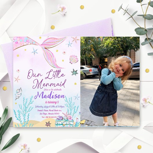 Invitation D'Anniversaire De Sirène Sous La Mer