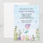 Invitation d'anniversaire de Sirène sous la mer (Devant / Derrière)