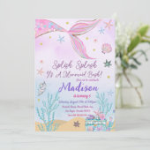 Invitation D'Anniversaire De Sirène Sous La Mer (Debout devant)