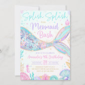 Invitation d'anniversaire de sirène sous la mer (Devant)