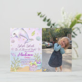 Invitation D'Anniversaire De Sirène Sous La Mer (Debout devant)