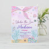 Invitation D'Anniversaire De Sirène Sous La Mer (Debout devant)