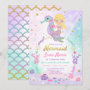 Invitation d'anniversaire de sirène sous la partie