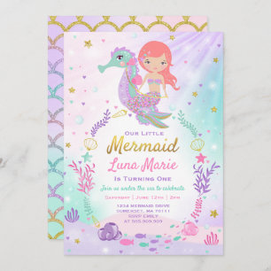 Invitation d'anniversaire de sirène sous la partie