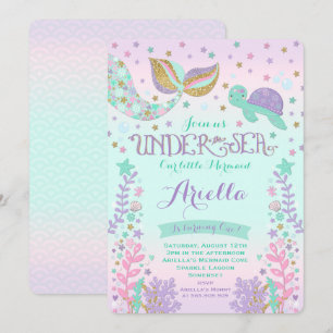 Invitation d'anniversaire de sirène sous la partie