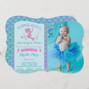 Invitation d'anniversaire de sirène sous la partie