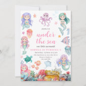 Invitation d'anniversaire de sirène, sous la sirèn (Devant)