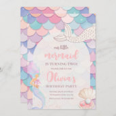 Invitation D'Anniversaire De Sirène, Sous L'Annive (Devant / Derrière)