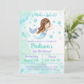 Invitation d'anniversaire de Sirène Turquoise et v (Debout devant)