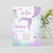 Invitation d'anniversaire de sirène violette (Debout devant)